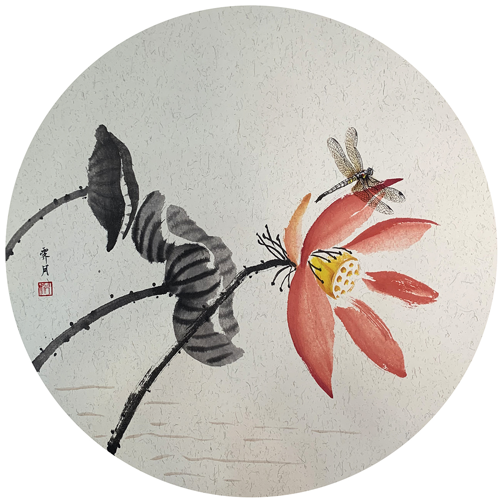 荷花蜻蜓圖